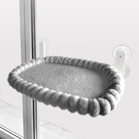 Plush Cat Window Hammock with Strong Suction Cups | Grey