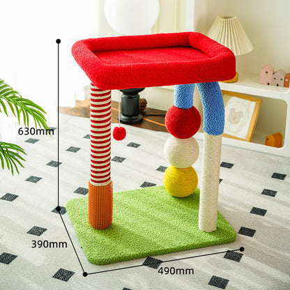 Colorful U-Shaped Cat Tree with Sisal Posts