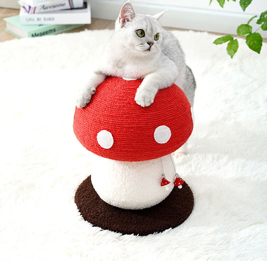 Red Mushroom Cat Tree with Sisal Scratching Post | 500x350mm