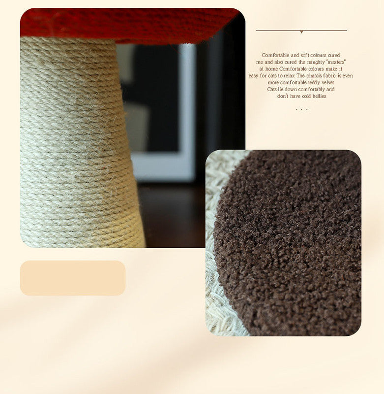 Brown Mushroom Cat Tree with Sisal Scratching Post | 500x330mm