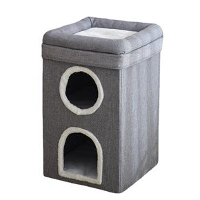 3-Story Villa Cat House with Scratching Posts | Grey