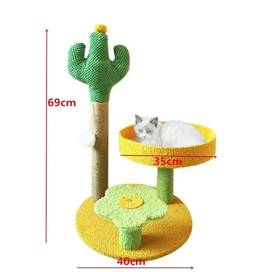 Cactus Pineapple Cat Tree | Yellow Multi-Level Scratching Post