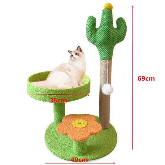 Cactus Pineapple Cat Tree | Green Multi-Level Scratching Post