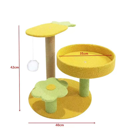 Pineapple Cat Tree | Multi-Level Scratching Post with Perch