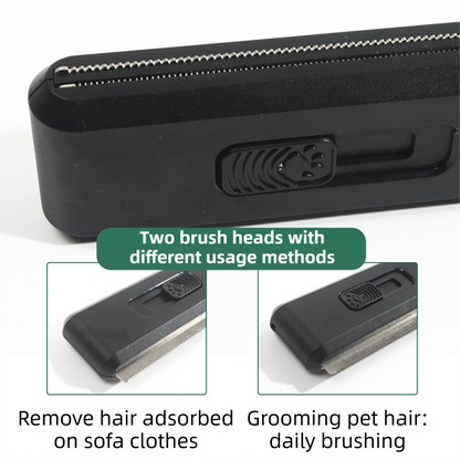 Black 2-in-1 Self-Cleaning Pet Grooming Comb | Fur Removal