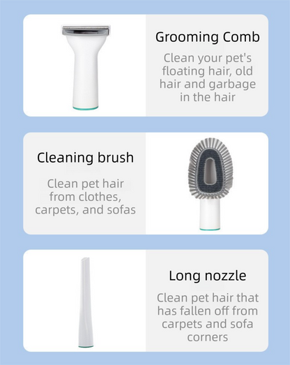 7-in-1 Pet Grooming Vacuum Kit | White | Dog & Cat