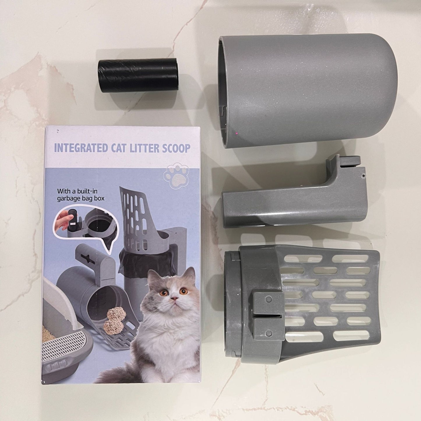 3-in-1 Cat Litter Scoop | Built-in Waste Bin & Bag Dispenser