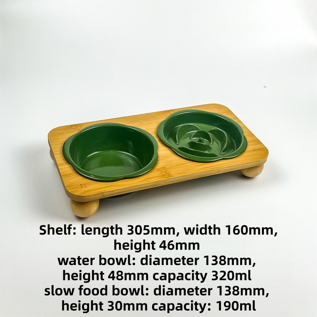Ceramic Floral Cat Slow Feeder and Water Bowl Set | Elevated Stand