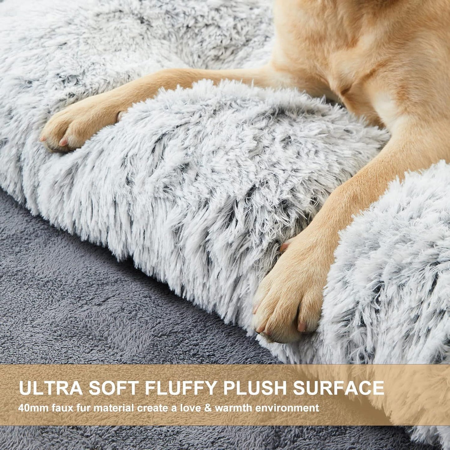 95 x 65 CM Winter Long Plush Dog Bed for Large Dogs