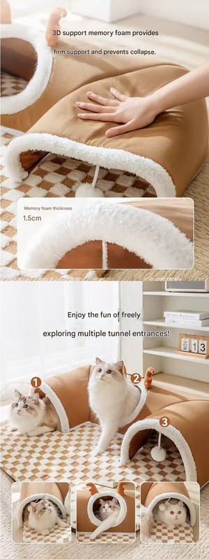 Cat Tunnel Bed House | 4-Season U-Shaped Cave