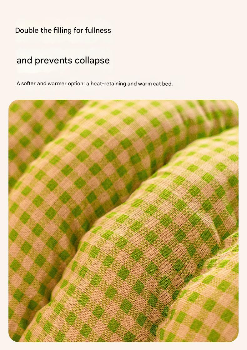 Cat Cave Bed | Enclosed Warm Nest | Pink Plaid | Medium