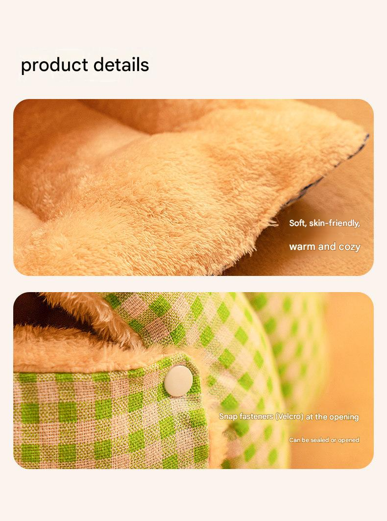 Cat Cave Bed | Enclosed Warm Nest | Pink Plaid | Medium