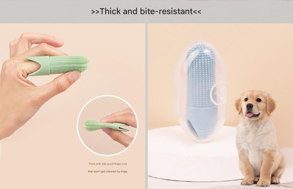 Blue, Green & Yellow Silicone Pet Finger Toothbrush Set (3-Pack) | Dogs
