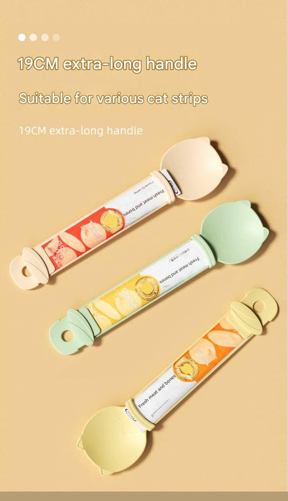 Cat Treat Spoon for Wet Food | Extra-Long PP Handle | Squeeze Feeder
