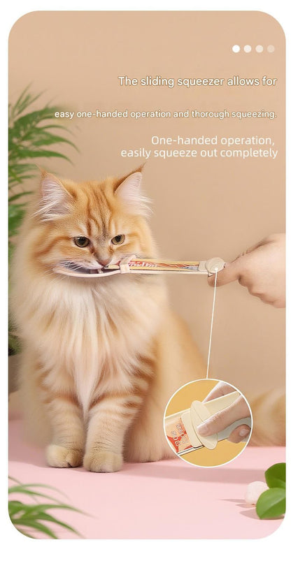 Cat Treat Spoon 4-Pack | Beige Pink Green Purple | Extra-Long Handle