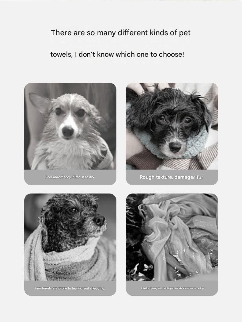 Grey & White Pet Quick-Dry Bathrobe | Coral Fleece | Dogs & Cats