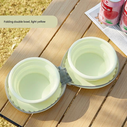 Light Yellow Portable Collapsible Silicone Pet Bowl
