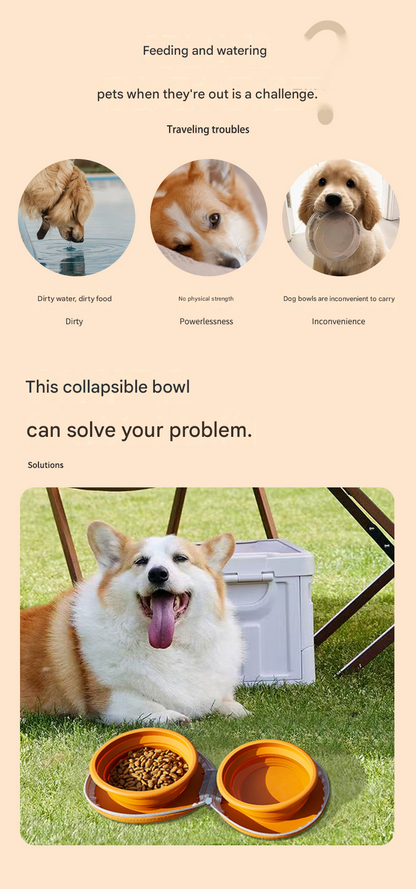 Light Yellow Portable Collapsible Silicone Pet Bowl