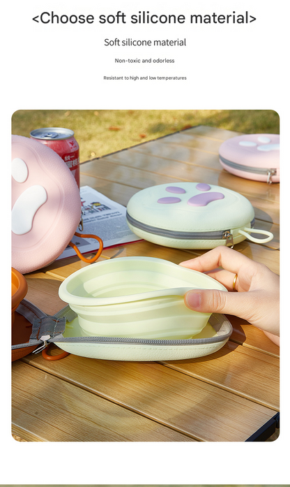 Light Yellow Portable Collapsible Silicone Pet Bowl