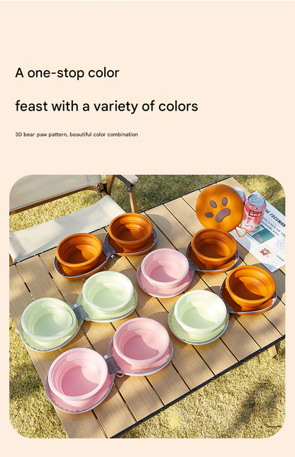 Light Yellow Portable Collapsible Silicone Pet Bowl