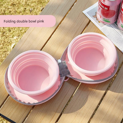 Pink Portable Collapsible Silicone Pet Bowl