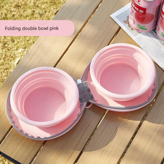 Pink Portable Collapsible Silicone Pet Bowl
