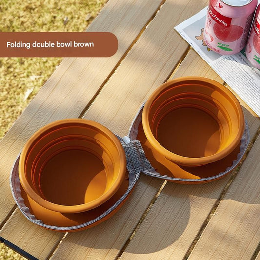Brown Portable Collapsible Silicone Pet Bowl