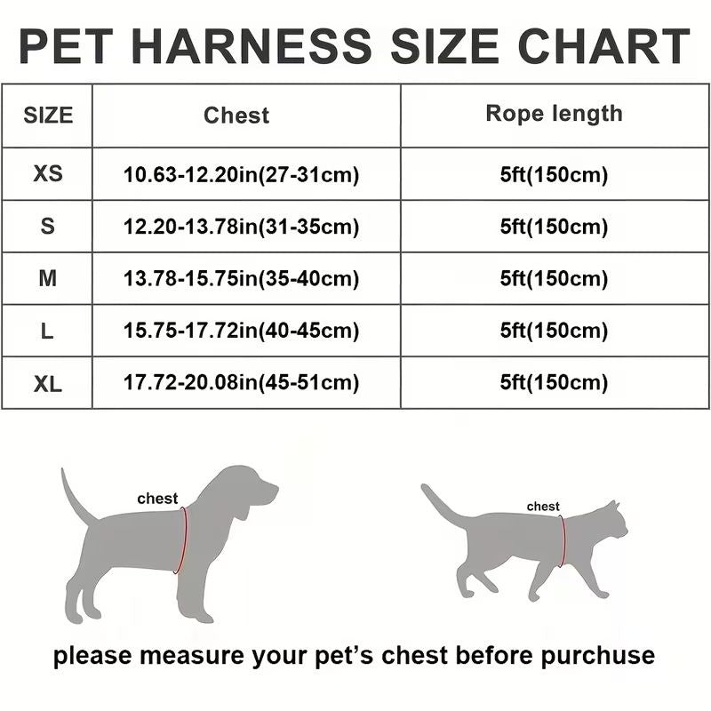 Rose red Breathable Dog Harness and Leash Set — Size: M