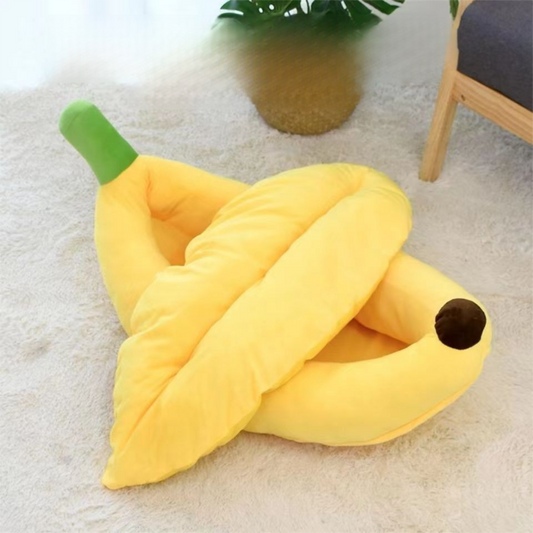 Banana Boat Pet Bed Plush Soft Dog Cat Nest with Cushion Warm Cozy