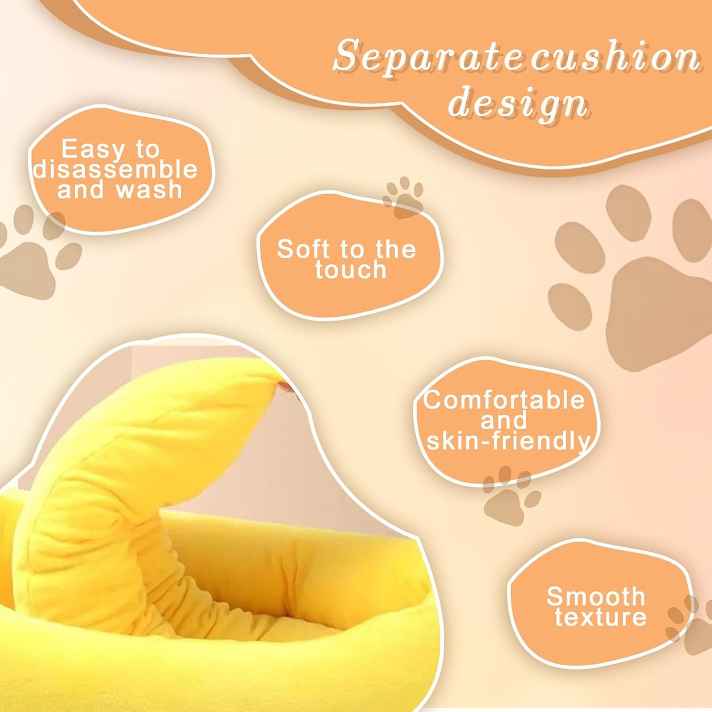 Banana Boat Pet Bed Plush Soft Dog Cat Nest with Cushion Warm Cozy
