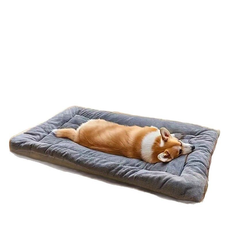 Grey Large Plush Dog Bed - Extra Thick Winter Warmth — 120cm