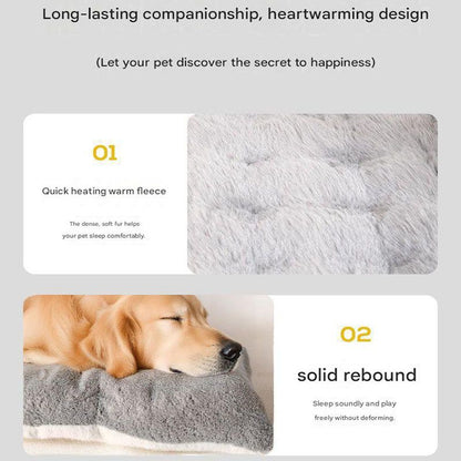 Grey Large Plush Dog Bed - Extra Thick Winter Warmth — 120cm