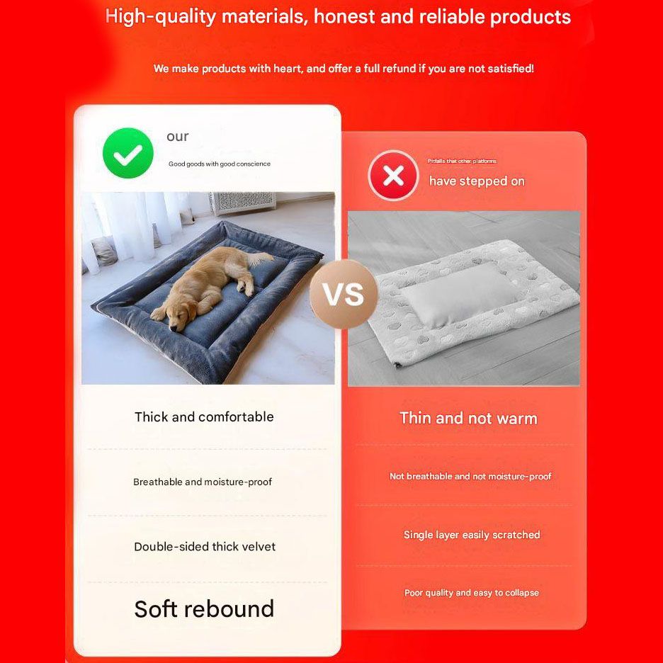 Grey Large Plush Dog Bed - Extra Thick Winter Warmth — 120cm
