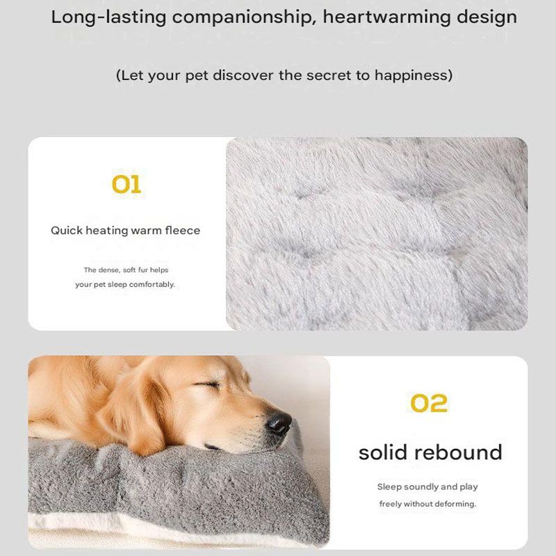 Grey Large Plush Dog Bed - Extra Thick Winter Warmth — 90cm