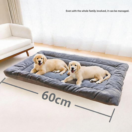 Grey Large Plush Dog Bed - Extra Thick Winter Warmth — 60cm