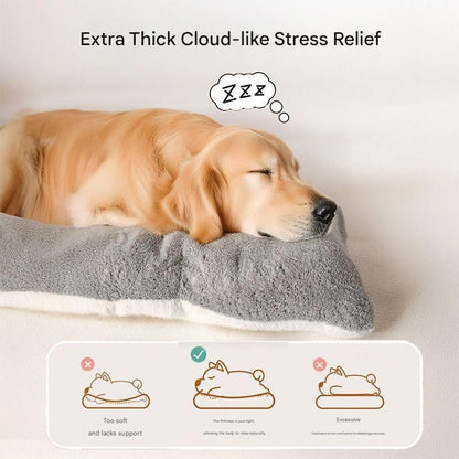 Grey Large Plush Dog Bed - Extra Thick Winter Warmth — 60cm