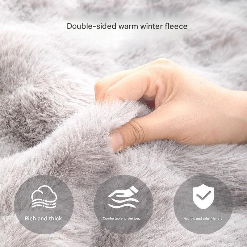 Grey Large Plush Dog Bed - Extra Thick Winter Warmth — 60cm