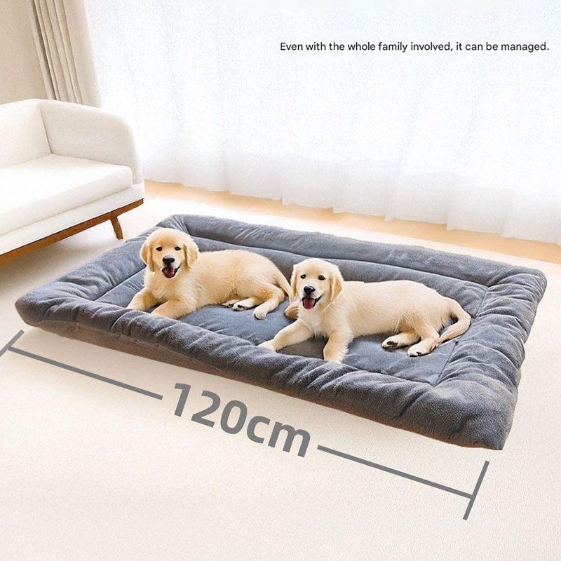 Grey Large Plush Dog Bed - Extra Thick Winter Warmth — 60cm