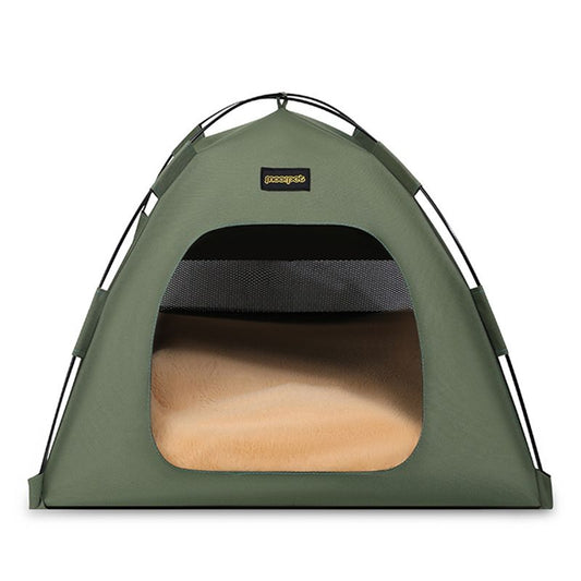 Green All-Weather Portable Pet Tent with Dual-Sided Cushion