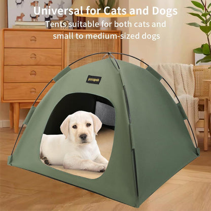 Grey All-Weather Portable Pet Tent with Dual-Sided Cushion | Camping