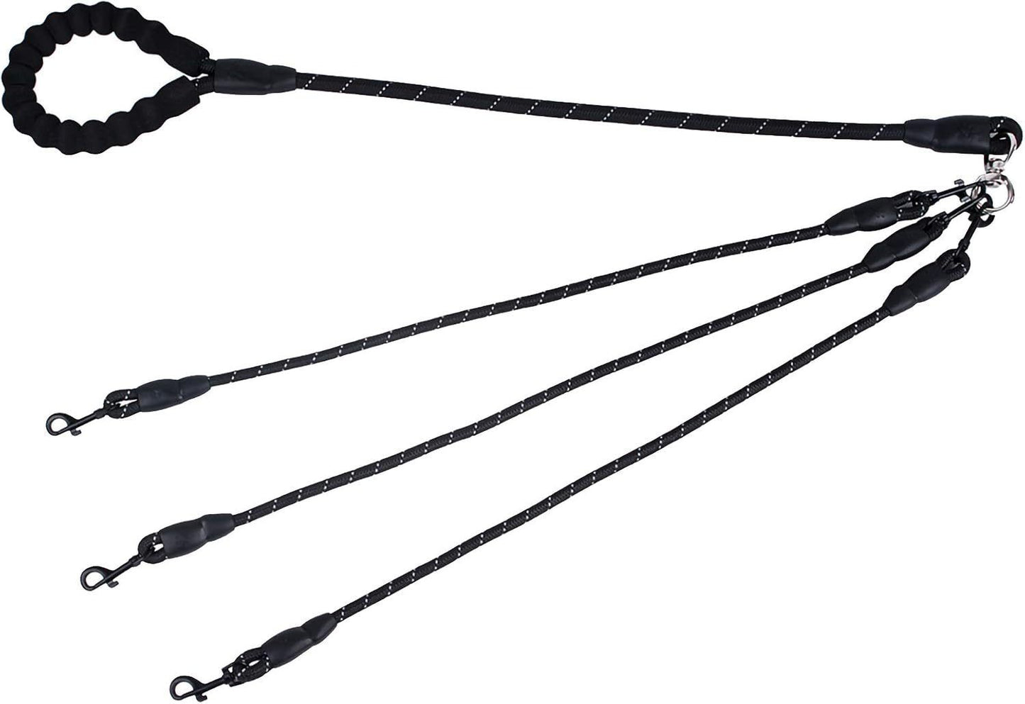 Black 3-in-1 No-Tangle Dog Leash for 1-3 Small Large Dogs