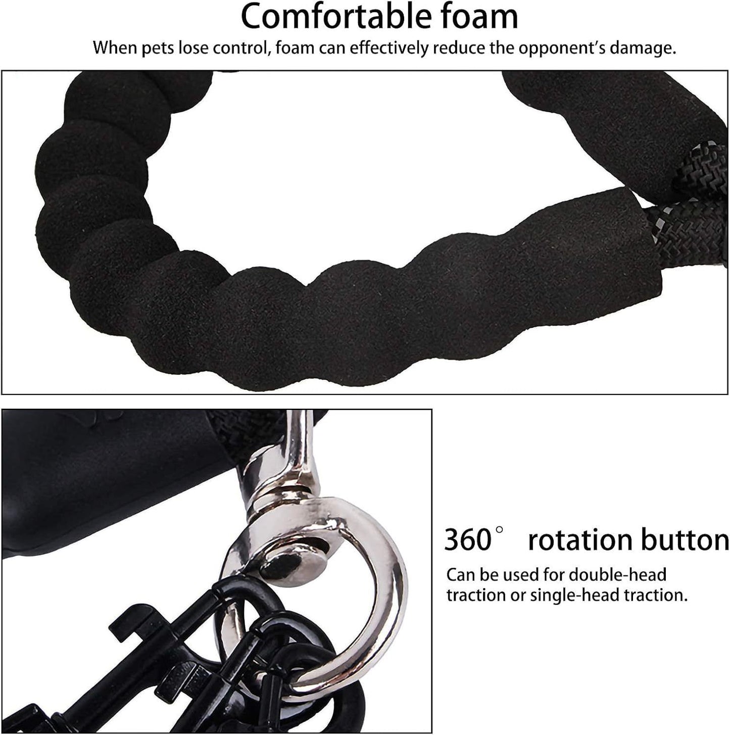 Red 3-in-1 No-Tangle Dog Leash for 1-3 Small Large Dogs