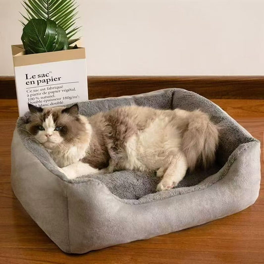 50x40x15CM Grey Premium Plush Pet Bed and Cozy Cushion Mat