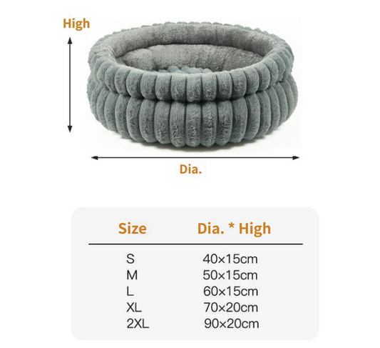 Pink Plush Round Pet Bed | Gap Entry & Removable Cushion | S 40x40cm