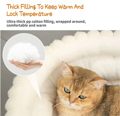 Grey Plush Round Pet Bed | Gap Entry & Removable Cushion | L 60x60cm