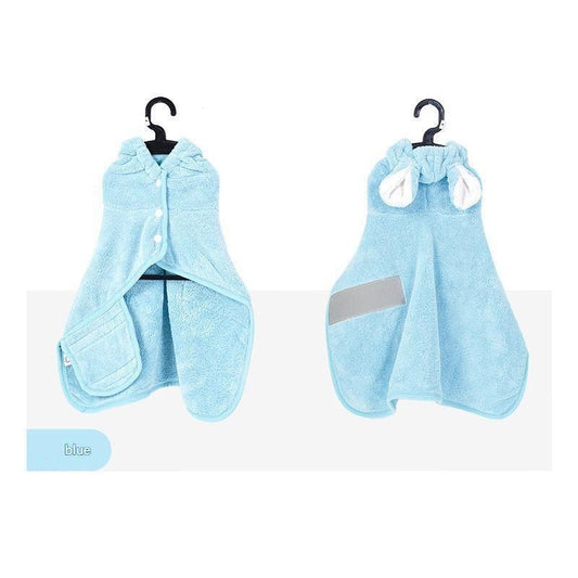 Blue Pet Drying Robe with Hood | Dogs & Cats