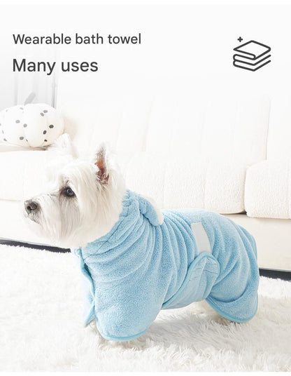 Blue Pet Drying Robe with Hood | Dogs & Cats