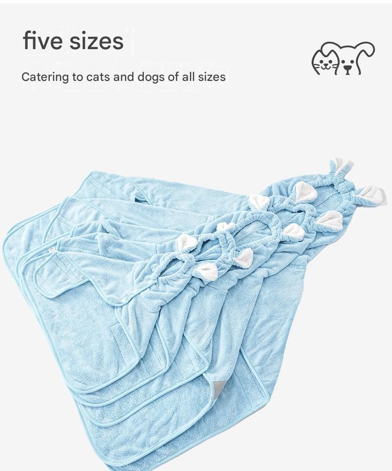 Blue Pet Drying Robe with Hood | Dogs & Cats
