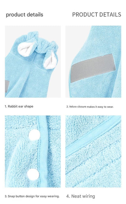 Blue Pet Drying Robe with Hood | Dogs & Cats