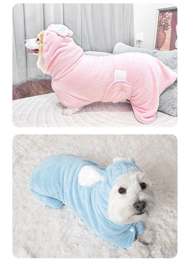 Blue Pet Drying Robe with Hood | Dogs & Cats